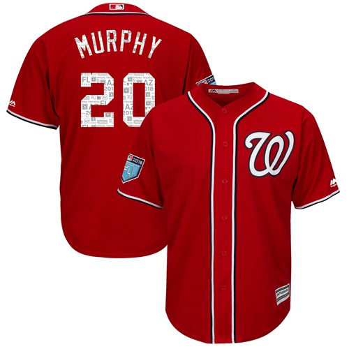 Nationals #20 Daniel Murphy Red 2018 Spring Training Cool Base Stitched MLB Jersey